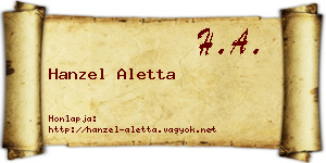Hanzel Aletta névjegykártya